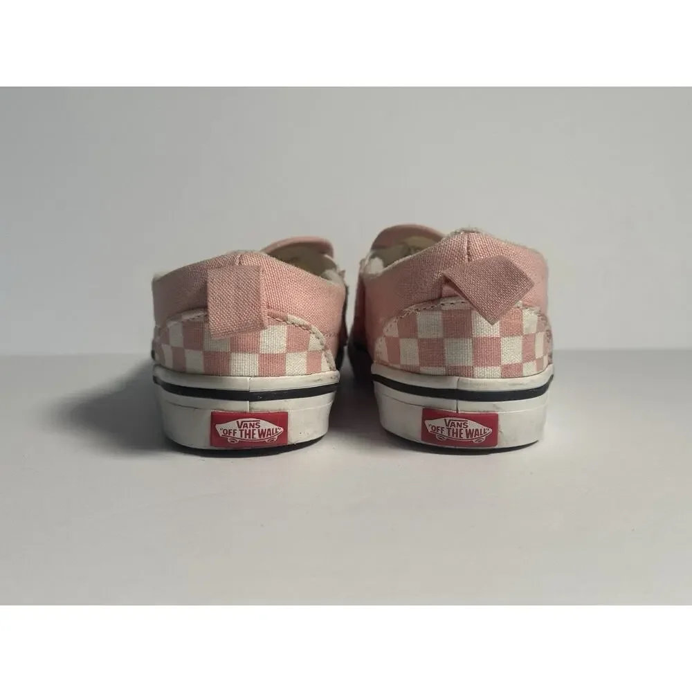 Vans Classic Slip On V Pink White Checkerboard Toddler Shoes Size 9.5